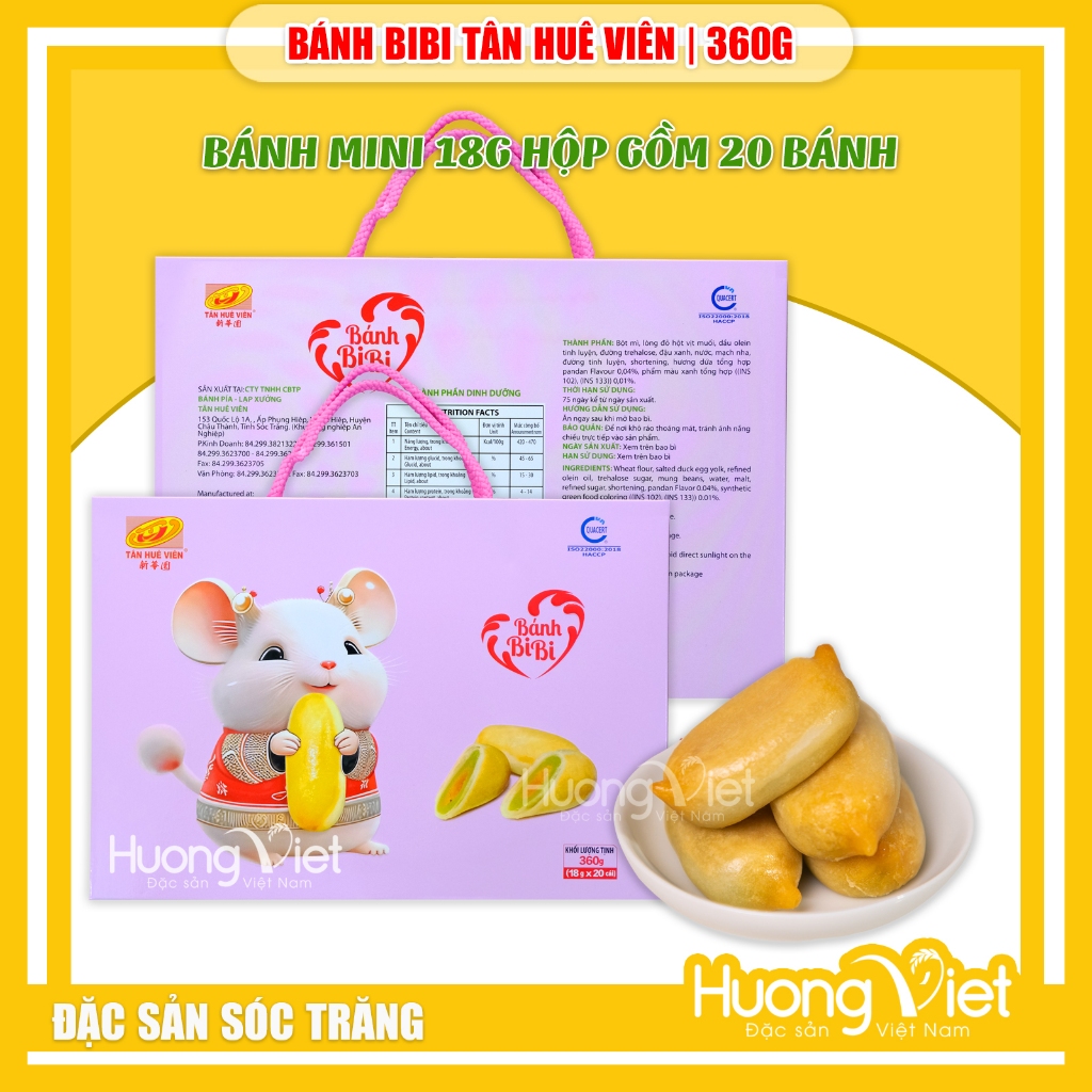 Bánh bibi Tân Huê Viên, bánh pía BI BI mini Sóc Trăng 360g (20 gói x ...