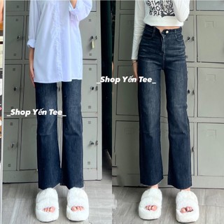 Quần jeans ống đứng nữ màu khói tua ống mặc đi học che khuyết điểm Yến Tee Shop #0216