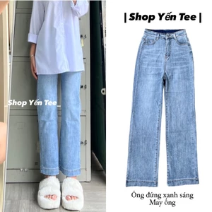 Quần jeans ống đứng nữ xanh nhạt may ống mặc đi học Yến Tee #1033