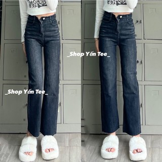 Quần jeans ống đứng nữ màu khói tua ống mặc đi học che khuyết điểm Yến Tee Shop #0216