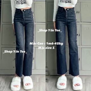 Quần jeans ống đứng nữ màu khói tua ống mặc đi học che khuyết điểm Yến Tee Shop #0216