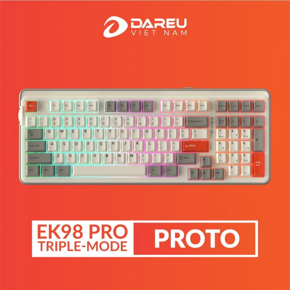 Bàn phím cơ Dareu EK98 Pro PROTO - Kết nối bluetooth 5.1 / Wireless 2.4G /Type C| Hotswap | Led RGB