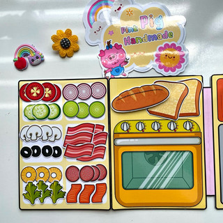 Đồ chơi bóc dán búp bê giấy Tập làm đầu bếp cho bé - Pighandmade