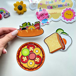 Đồ chơi bóc dán búp bê giấy Tập làm đầu bếp cho bé - Pighandmade