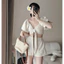 Set Linen Tiêu 2 Lớp Áo Thắt Nơ Ngực Có Đệm Mix Quần Đùi 2 Lớp Cạp Chun 2 Màu