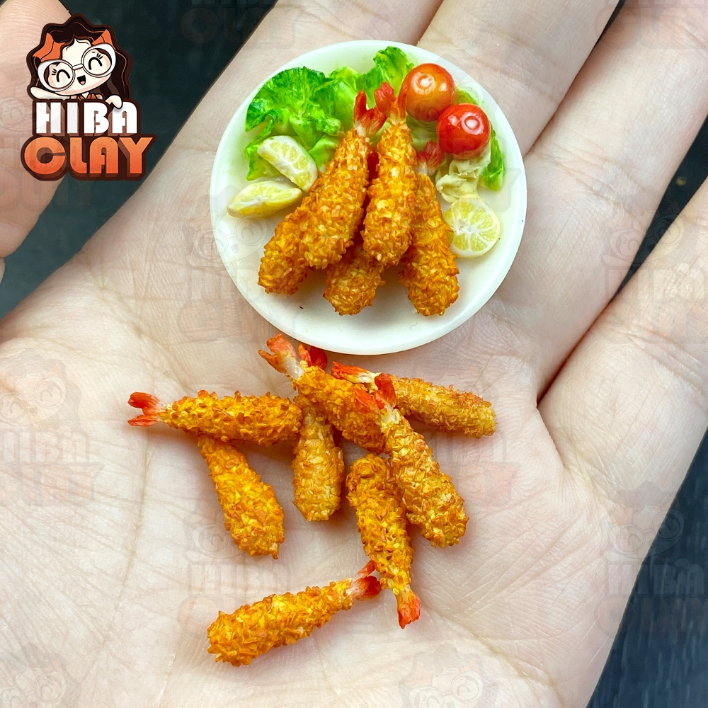Mô hình đĩa tôm chiên xù mini food, đồ ăn tí hon , đồ ăn mini mô hình ...
