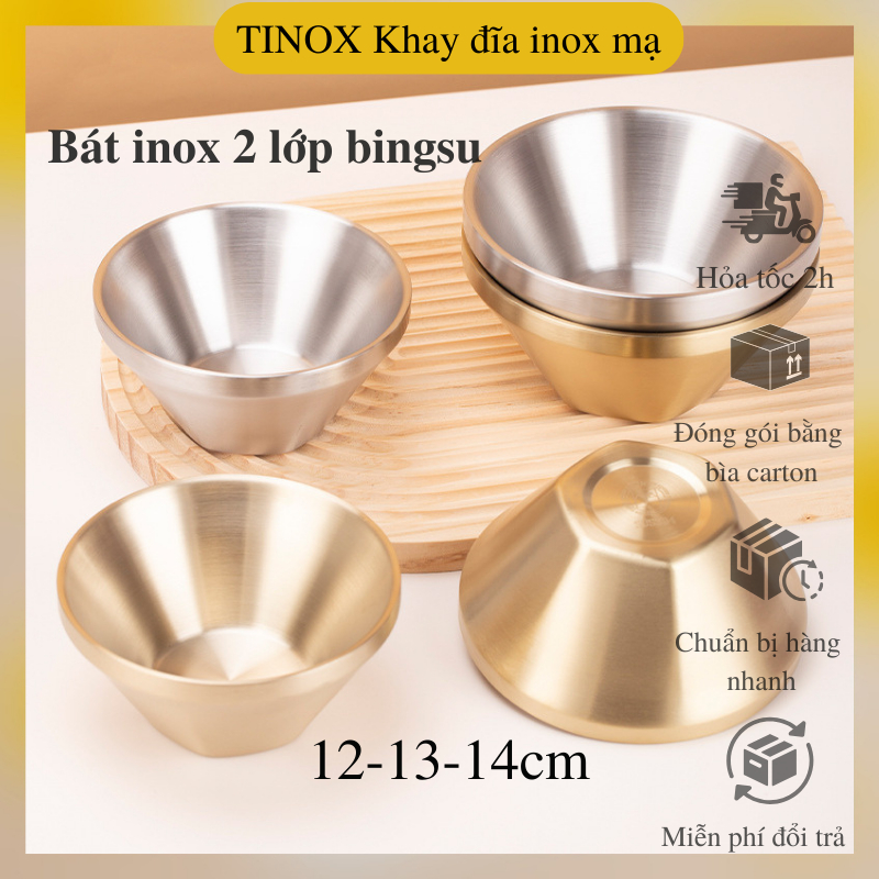 Bát inox 2 lớp cách nhiệt TAMUSHOP92 Tô inox 304 cách nhiệt đựng kem ...