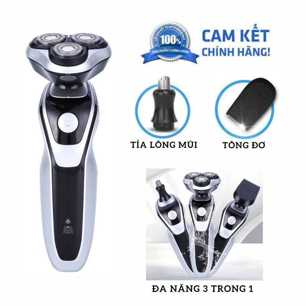 Máy cạo râu 4D Shaver SK1588 đa năng chống nước, 3 lưỡi tự mài sắc, pin ...