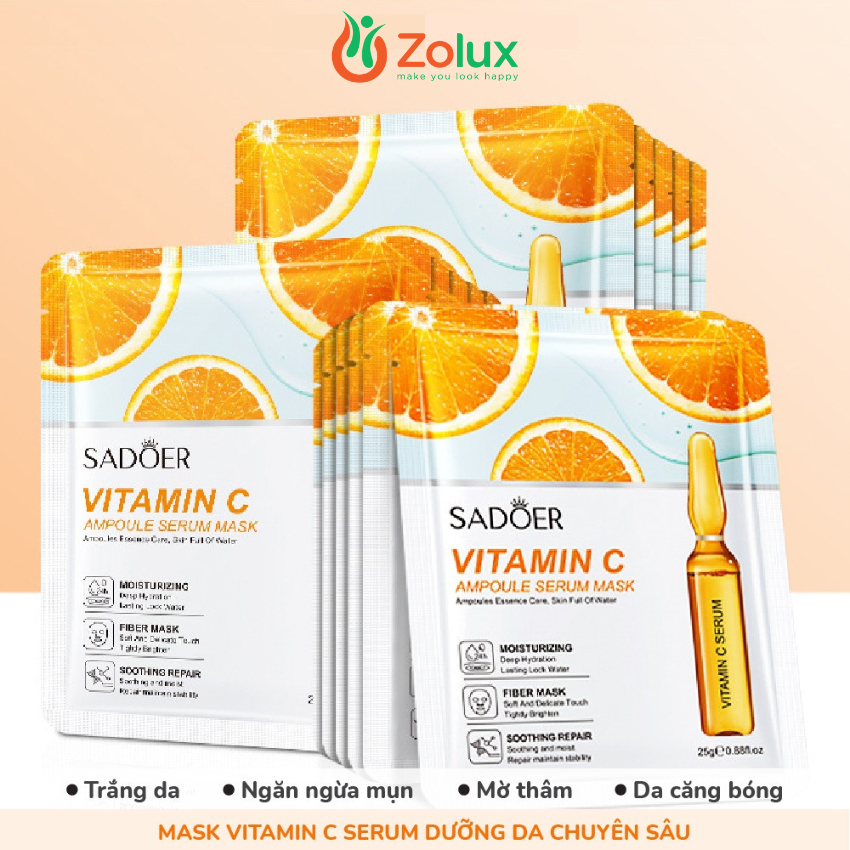 Combo 10 Mặt Nạ Giấy Sadoer Tinh Chất Vitamin Làm Trắng Cấp Ẩm Giảm Thâm Nám Làm Sáng Giúp Da Săn Chắc Nội Địa Trung