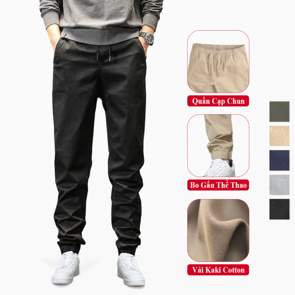 Quần Jogger Kaki Nam Vicenzo Cao Cấp Vải Cotton Đường May Chuẩn, Quần Dài Kaki Jogger Nam.