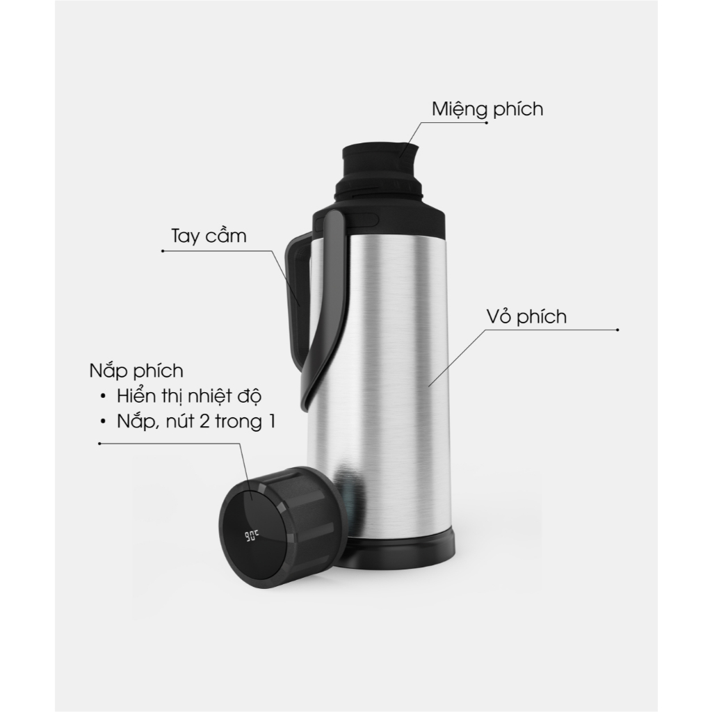 Ảnh Phích cao cấp hiển thị nhiệt độ dung tích 2 lít rạng đông RD-2035 ST2.E 1