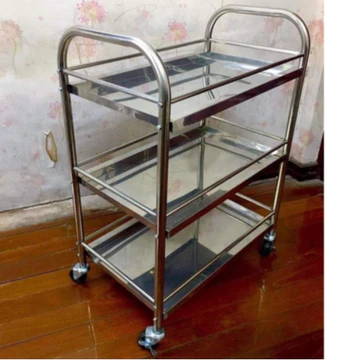 Xe đẩy kim tiêm 3 tầng inox 201 kt 37x52x88cm dùng cho bệnh viện, spa, phòng ăn