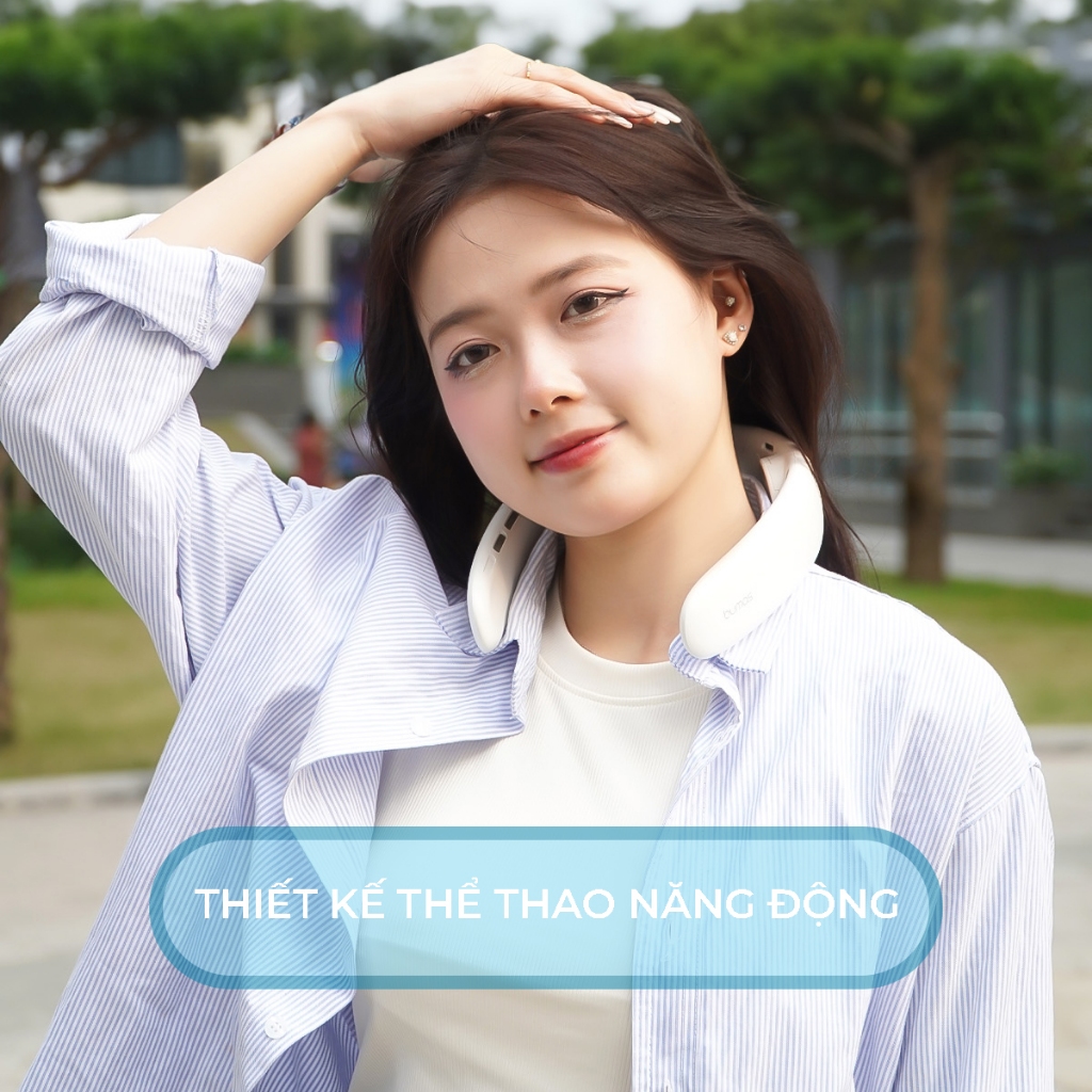 Ảnh Quạt Đeo Cổ BUMAS BF04 Quạt Mini Làm Mát Cao Cấp Tích Điện 3000mAh Quạt Không Cánh Thể Thao BUMAS 1