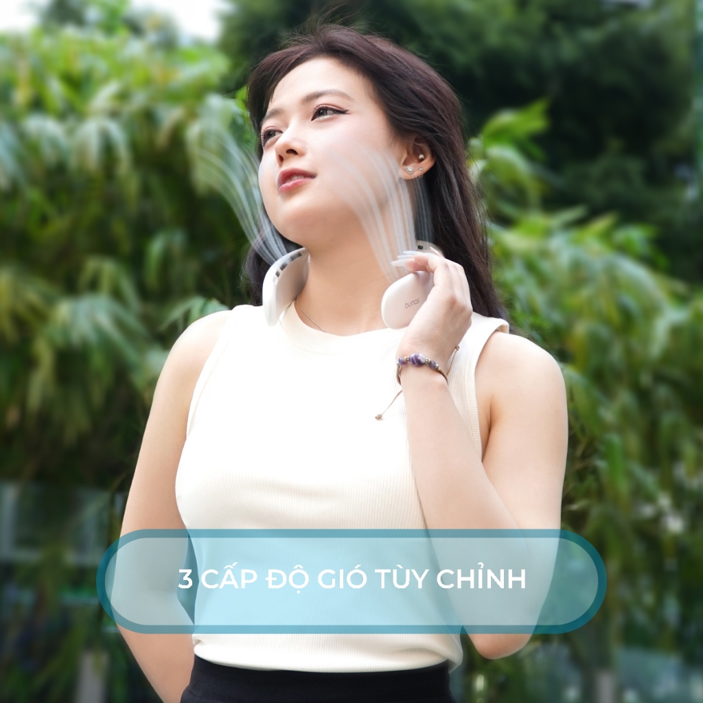 Ảnh Quạt Đeo Cổ BUMAS BF04 Quạt Mini Làm Mát Cao Cấp Tích Điện 3000mAh Quạt Không Cánh Thể Thao BUMAS 2