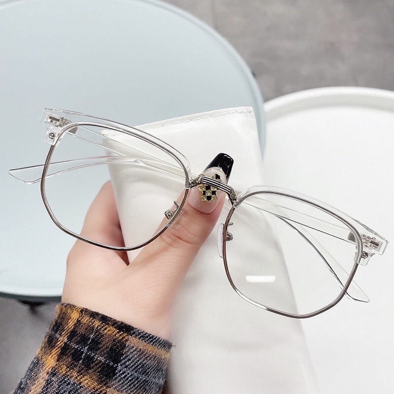 Gọng kính cận nửa viền thời trang nữ nam cao cấp chống tia UV và ánh sáng xanh hottend 539