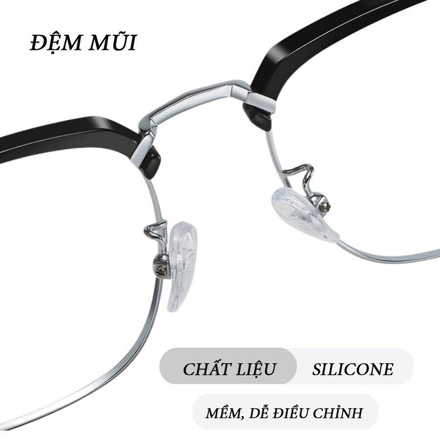 Gọng kính cận nửa viền thời trang nữ nam cao cấp chống tia UV và ánh sáng xanh hottend 539