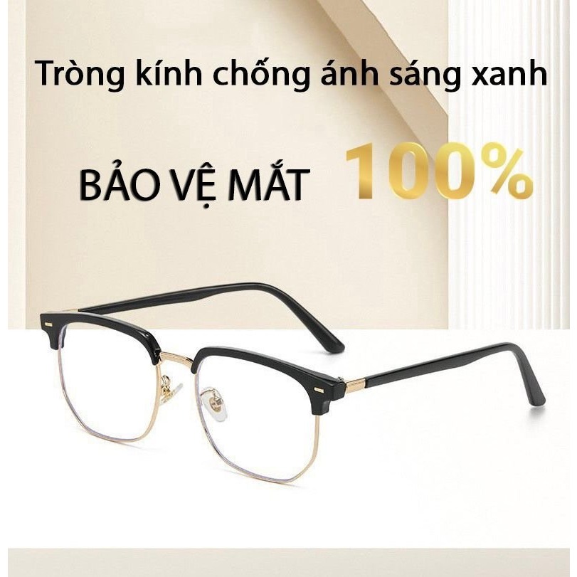 Gọng kính cận nửa viền thời trang nữ nam cao cấp chống tia UV và ánh sáng xanh hottend 539