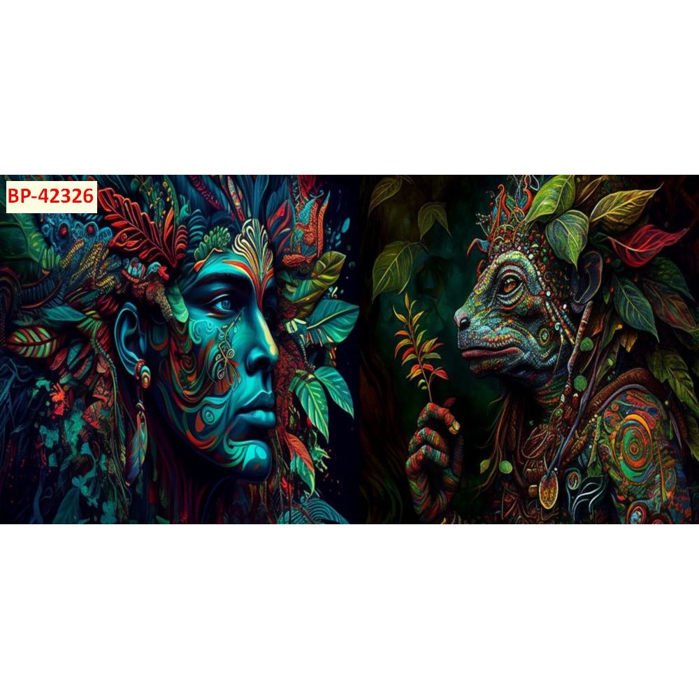 Tranh Vải Lụa 3D Dán Tường chủ đề nữ thổ dân mới lạ, độc đáo tặng keo + dụng cụ