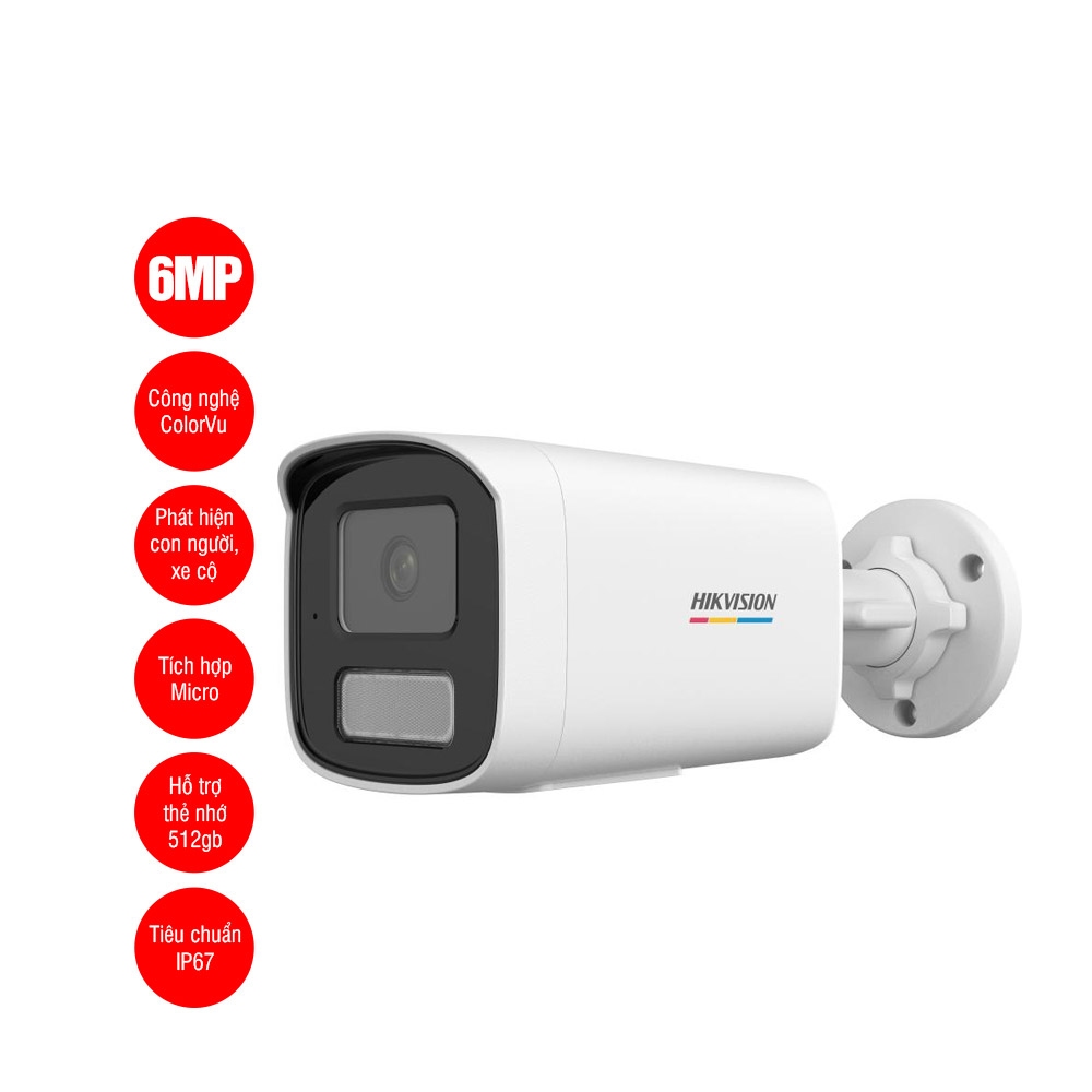Camera IP 6MP Thân Trụ HIKVISION DS-2CD1T67G2H-LIUF
