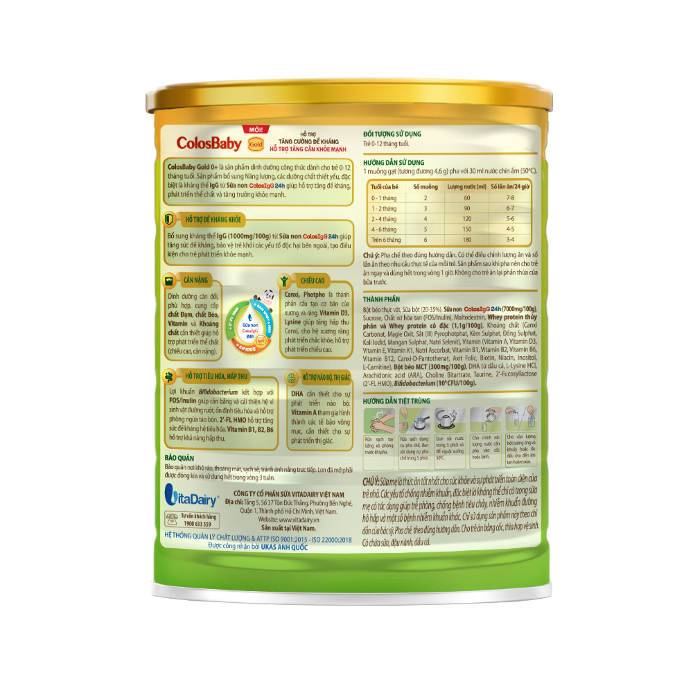 Ảnh Sữa non ColosBaby Gold 0+ 800g (Mới), sữa bột giúp tăng cường đề kháng, tăng cân khỏe mạnh - VitaDairy 3