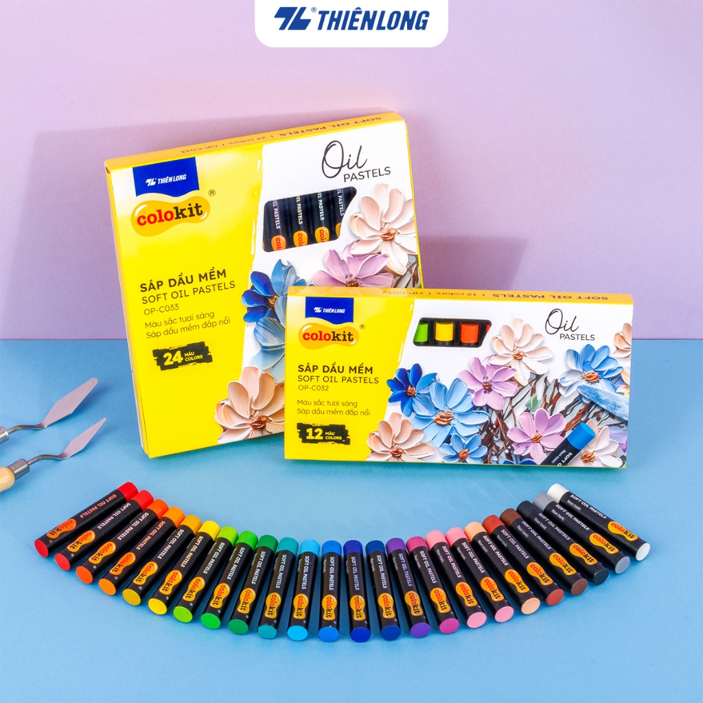 Bút sáp dầu 12/24 màu - Soft Oil Pastels Thiên Long Colokit - Màu sắc tươi sáng Sáp mềm đắp nổi | BigBuy360 - bigbuy360.vn