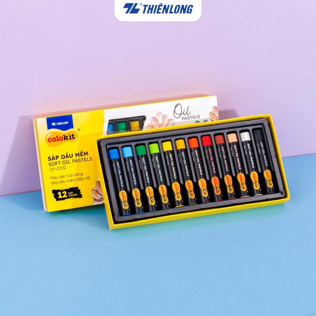 Bút sáp dầu 12/24 màu - Soft Oil Pastels Thiên Long Colokit - Màu sắc tươi sáng Sáp mềm đắp nổi | BigBuy360 - bigbuy360.vn