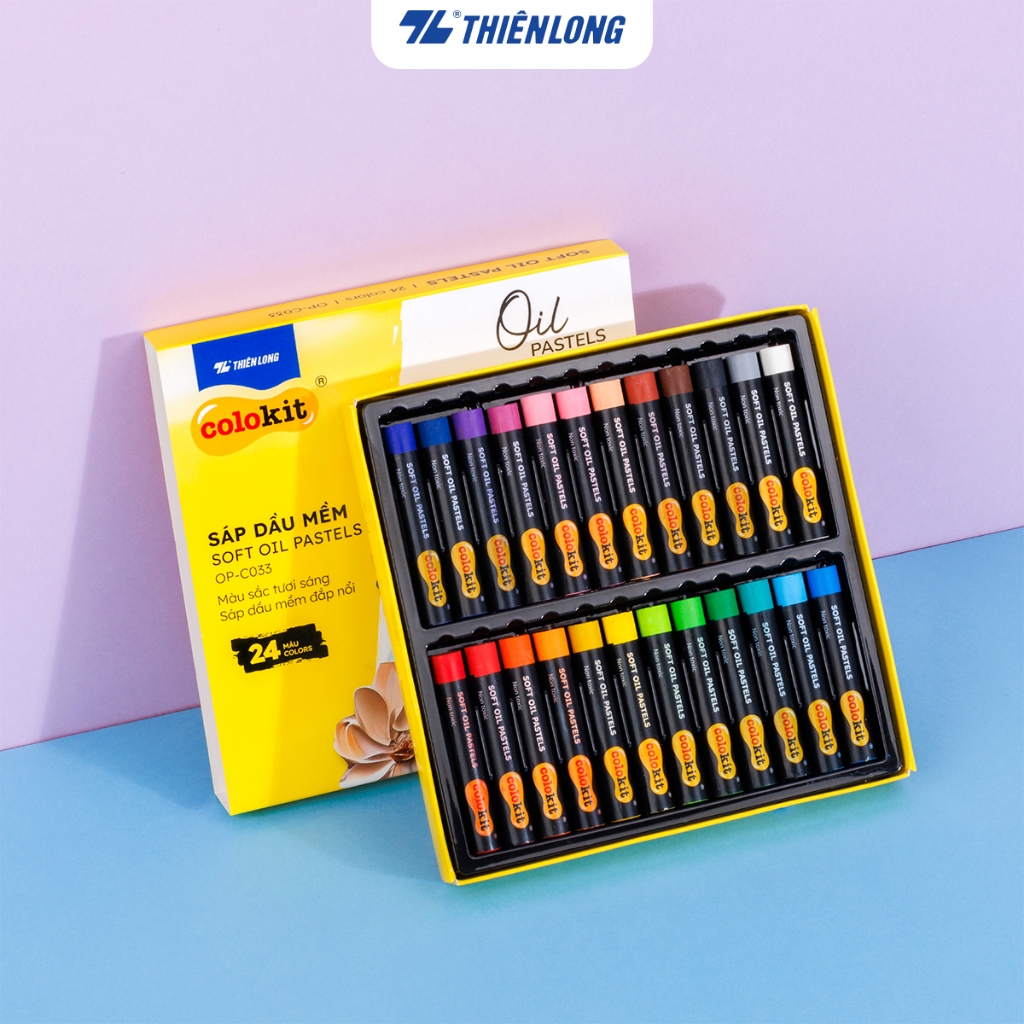 Bút sáp dầu 12/24 màu - Soft Oil Pastels Thiên Long Colokit - Màu sắc tươi sáng Sáp mềm đắp nổi | BigBuy360 - bigbuy360.vn