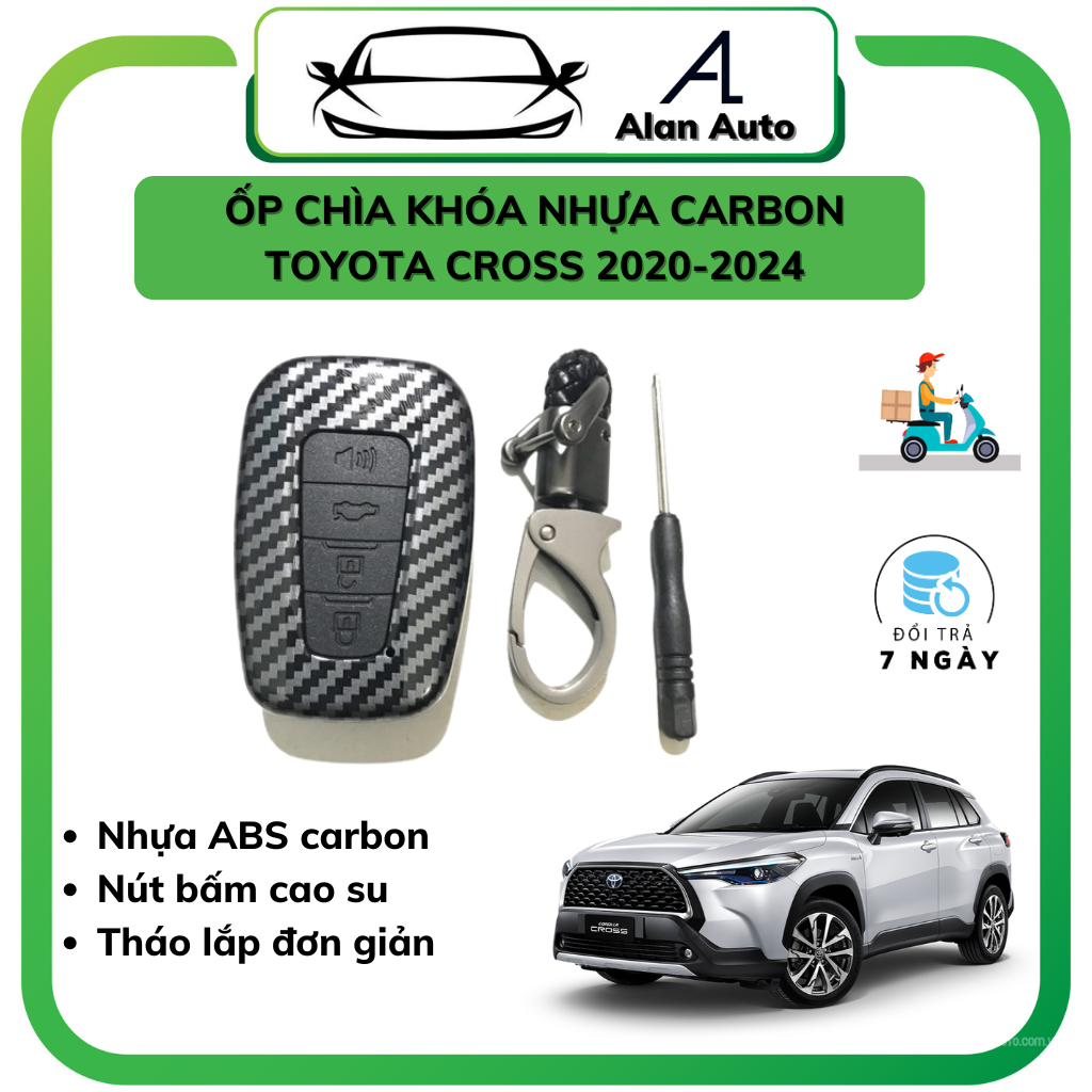 Ốp chìa khóa xe Toyota Cross 2020-2023, Nhựa ABS carbon cao cấp