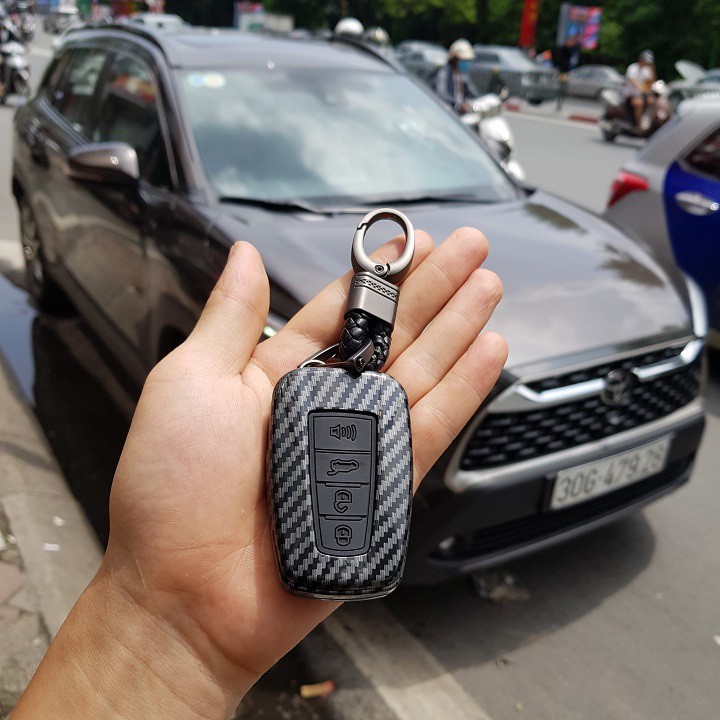 Ốp chìa khóa xe Toyota Cross 2020-2023, Nhựa ABS carbon cao cấp
