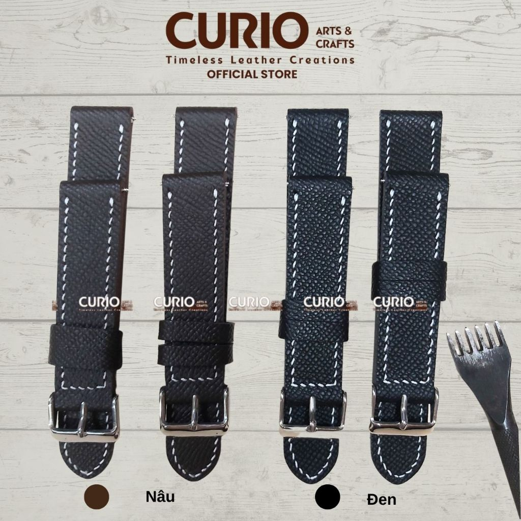 Dây đồng hồ da bò Epsom Handmade, dây đeo thủ công tặng khóa + chốt (WSB_EV2_HM) – CURIO LEATHER
