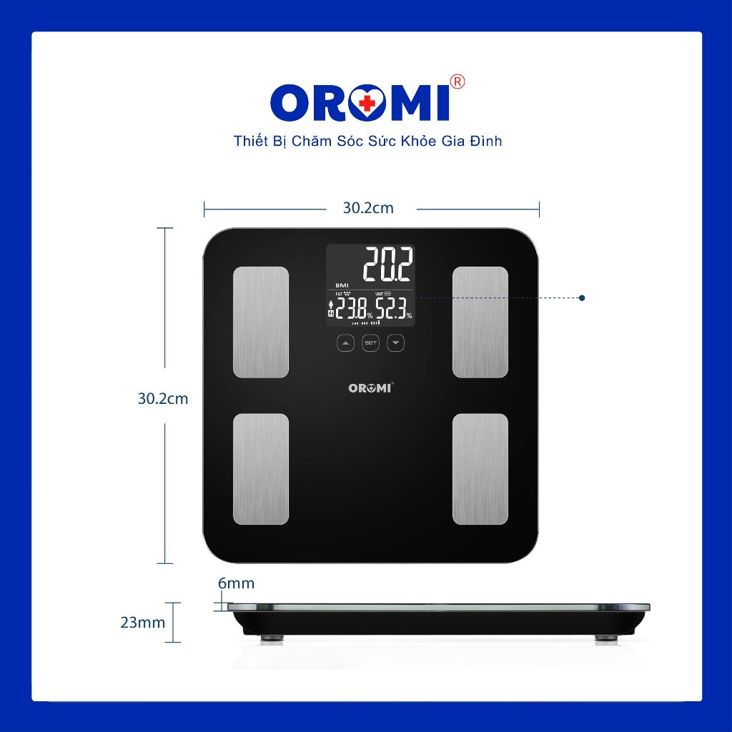 Cân sức khỏe điện tử thông minh đo chỉ số cơ thể OROMI EF881