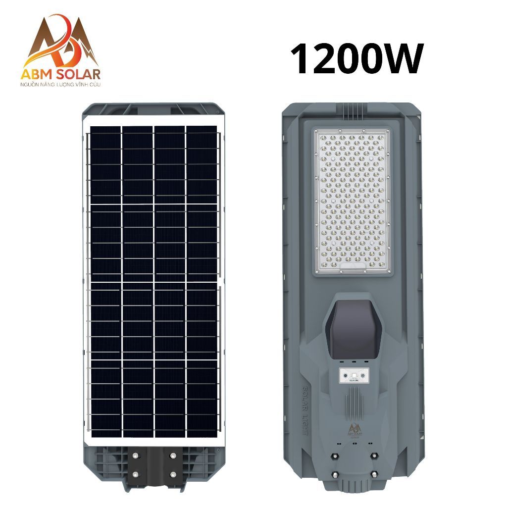 [1200W] Đèn Đường Năng Lượng Mặt Trời Tấm Pin Liền ABMSOLAR, Chất Liệu Nhựa ABS Cao Cấp, Chống Nước IP68
