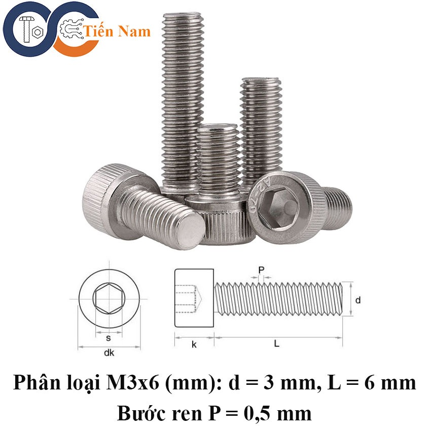 Bu lông lục giác chìm đầu trụ inox 304 M3 M4 M5 | Shopee Việt Nam