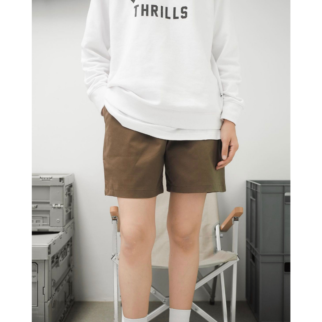 Quần Short Vải Kaki Cotton Nam Nữ Form Trên Gối Ống Rộng REALITEE