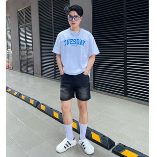 Quần Short đùi Bò Jean Nam Avocado Trắng Đen Retro Wash Co Giãn form TRÊN GỐI