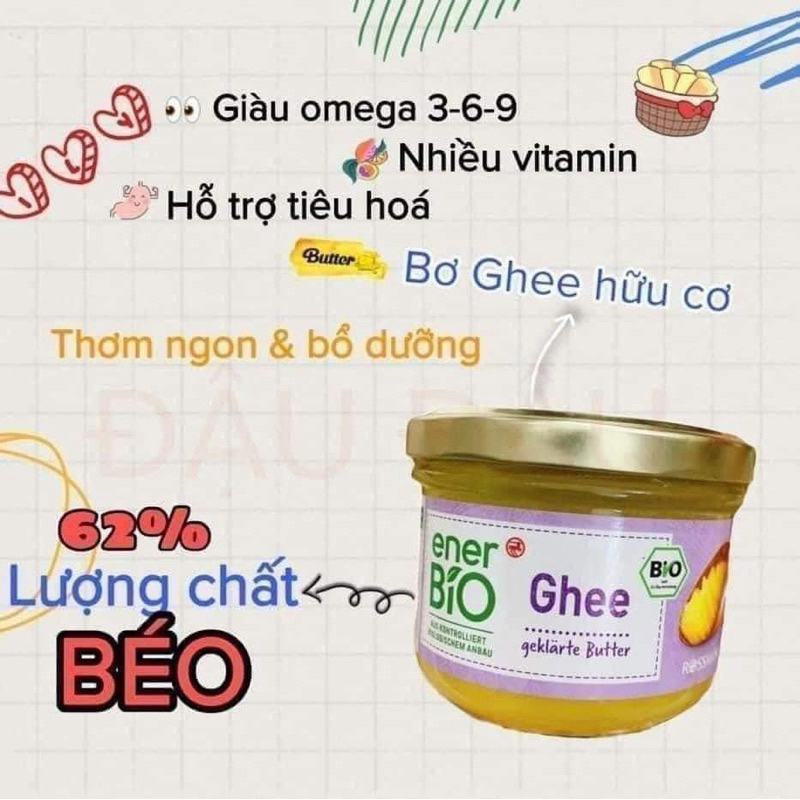 Bơ ghee hữu cơ cho bé ăn dặm, DM Bio, ENER Bio Đức 180g, Bơ Ghee Easy