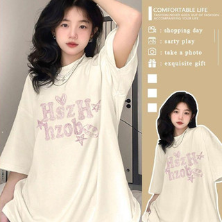 Áo Thun Cotton Tay Ngắn Dáng Rộng In Chữ Thời Trang Mùa Hè Hàng Mới Dành Cho Nữ