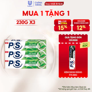 Bộ 3 Kem Đánh Răng P/S Trà Xanh Thanh Nhiệt Tự Nhiên 230g/hộp