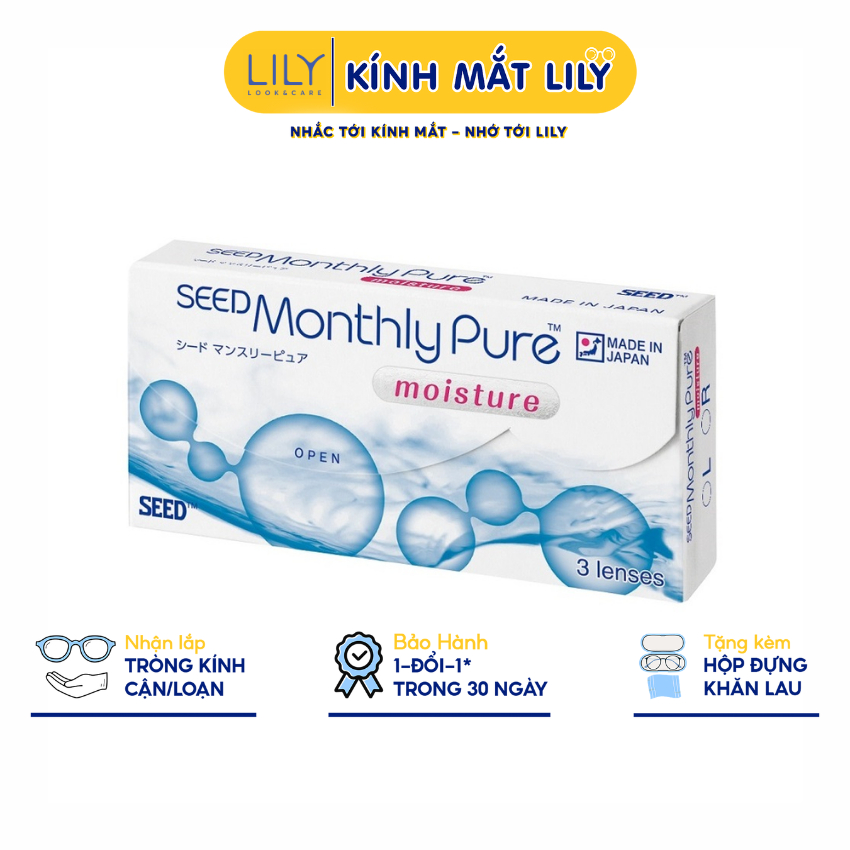 Lens 1 tháng LILYEYEWEAR kính áp tròng cận không màu SEED MonthlyPure ...