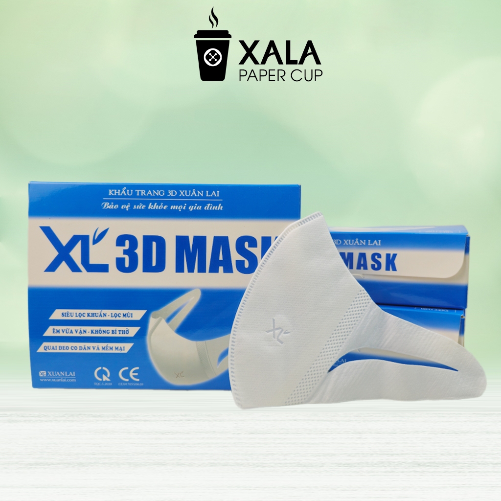 300 chiếc Khẩu trang 3D Xuân Lai siêu lọc bụi mịn kháng khuẩn 3 lớp đeo không đau tai