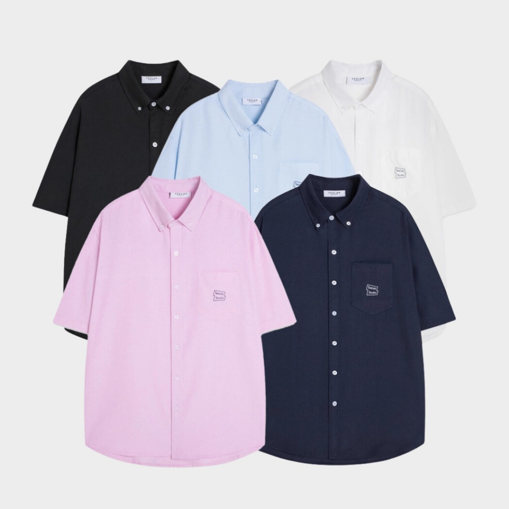 Ảnh Áo Sơ Mi Tay Ngắn Teelab Eco Oxford Signature Logo Unisex Form Oversize Local Brand SS068 1
