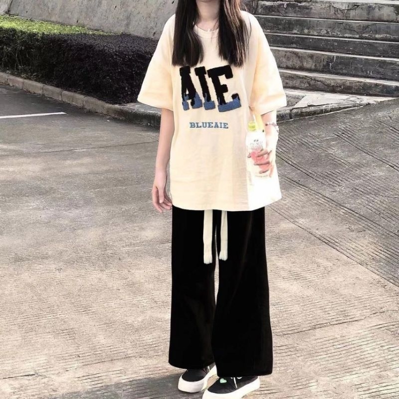 Tổng Hợp Sét Bộ Quần Ống Suông Dây Rút Bản To + Mix Áo Phông Form Rộng Tay Lỡ Unisex