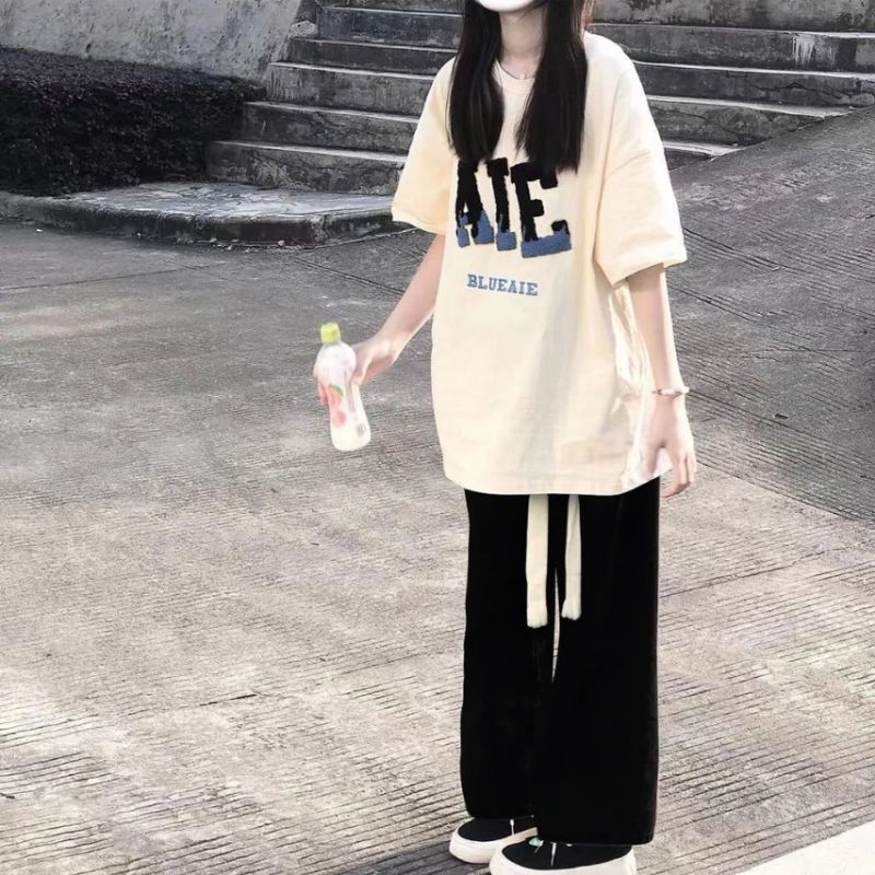 Tổng Hợp Sét Bộ Quần Ống Suông Dây Rút Bản To + Mix Áo Phông Form Rộng Tay Lỡ Unisex