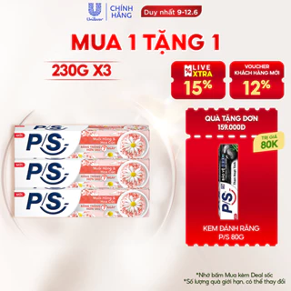 Bộ 3 Kem Đánh Răng P/S Muối Hồng Hoa Cúc Răng Trắng Hơn Sau 7 ngày 230g/hộp