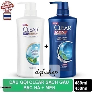[ Mẫu mới 2024] Combo 2 chai dầu gội đầu gồm clear Bạc Hà 480ml và Clear Men 450ml