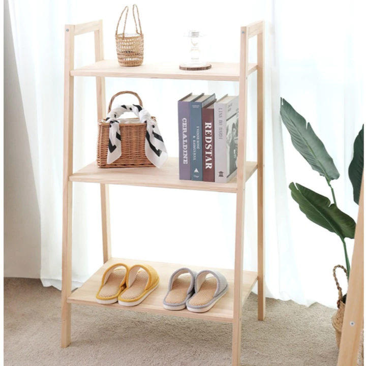 Kệ gỗ trang trí phòng khách phòng ngủ - Kệ gỗ 4 tầng để đồ decor phòng phong cách mộc mạc vintage dễ thương