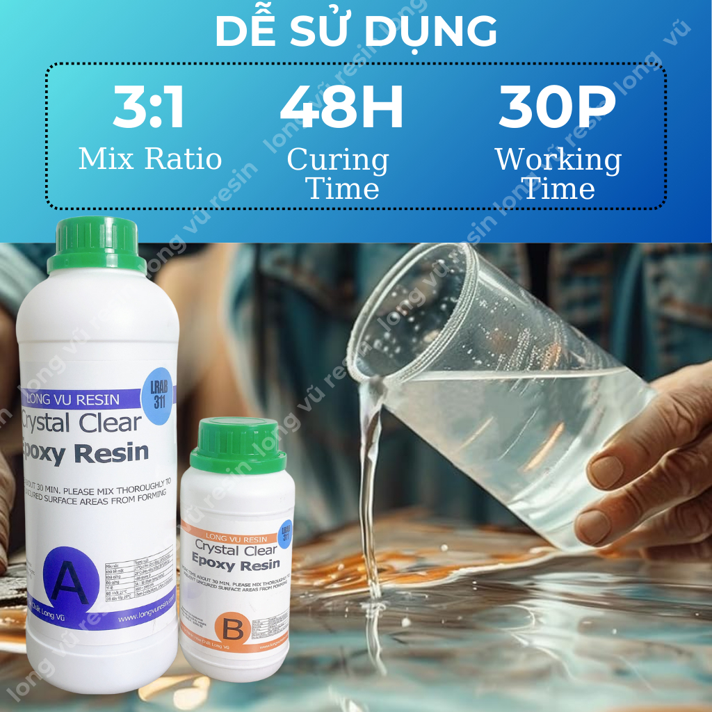 Epoxy Đổ Khối LRAB311, Keo Resin Đổ Dày, Chuyên Làm Đèn Hoa Cưới, Đèn ...