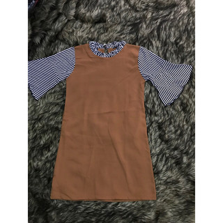 Đầm Nữ Công Sở Phối Sọc Tay Loe From Suông Xinh (Bầu Bì Bon Chen)