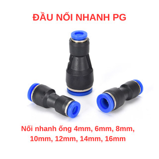 Đầu nối giảm PG, đầu cút thẳng thu PG khí nén phun sương dùng để cắm nhanh vào ống khí 4mm - 16mm