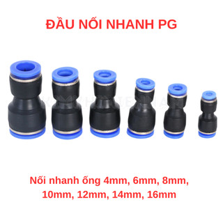 Đầu nối giảm PG, đầu cút thẳng thu PG khí nén phun sương dùng để cắm nhanh vào ống khí 4mm - 16mm